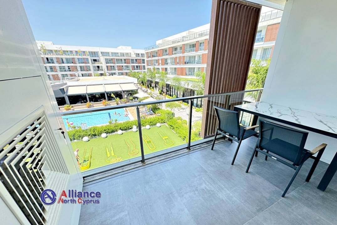 A magnificent property for sale - a studio in the Court Yard complex, with a view of the pool and the seashore!